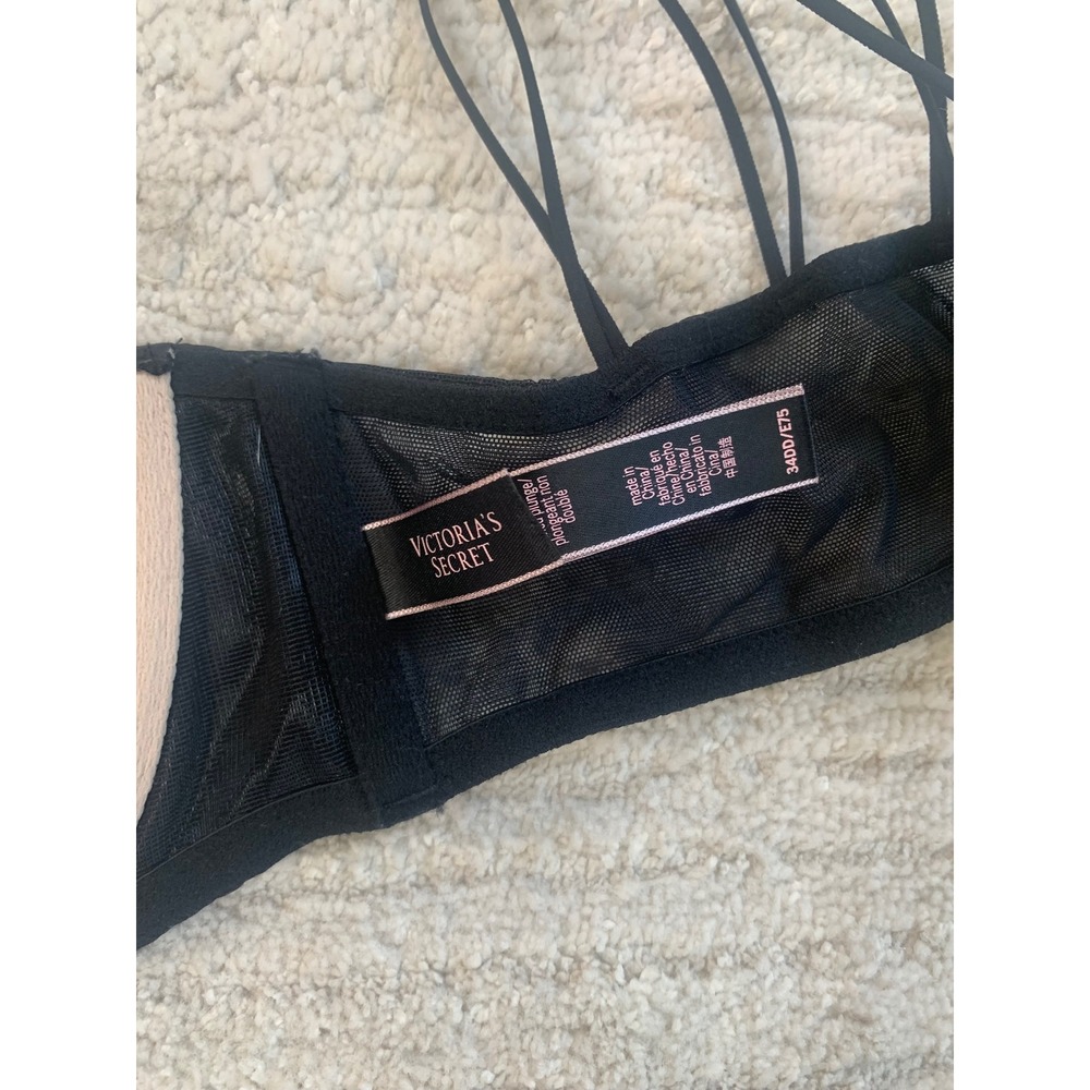 Victoria's Secret Luxe‎ Lingerie Starburst Sheer Unlined Black Plunge Bra 34 DD - Picture 9 of 13